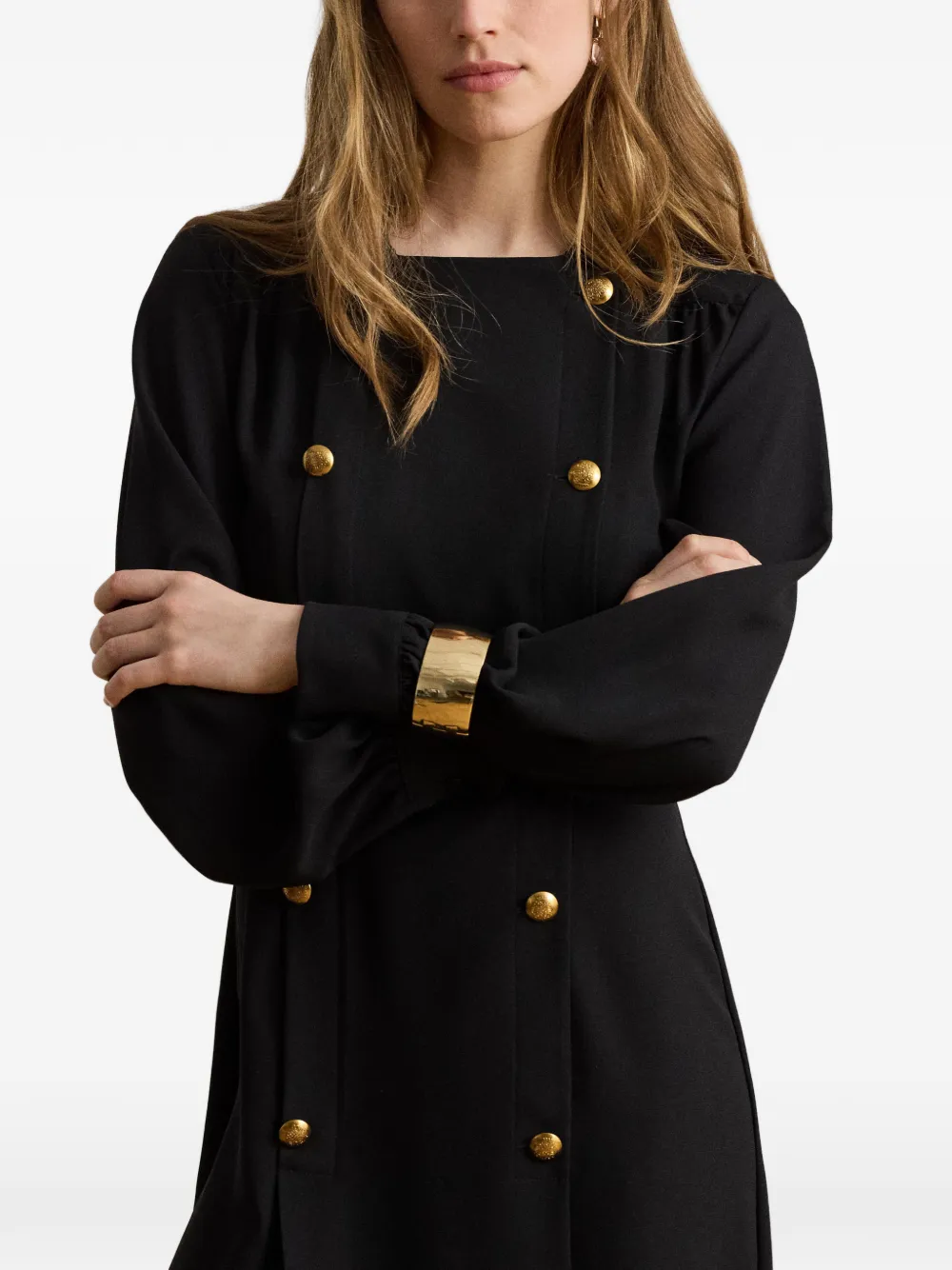 Lauren Ralph Lauren Georgette mini-jurk met dubbele rij knopen Zwart