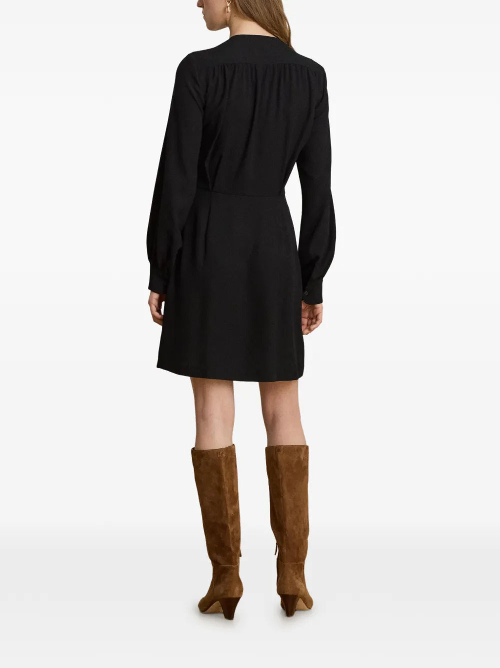 Lauren Ralph Lauren Georgette mini-jurk met dubbele rij knopen Zwart