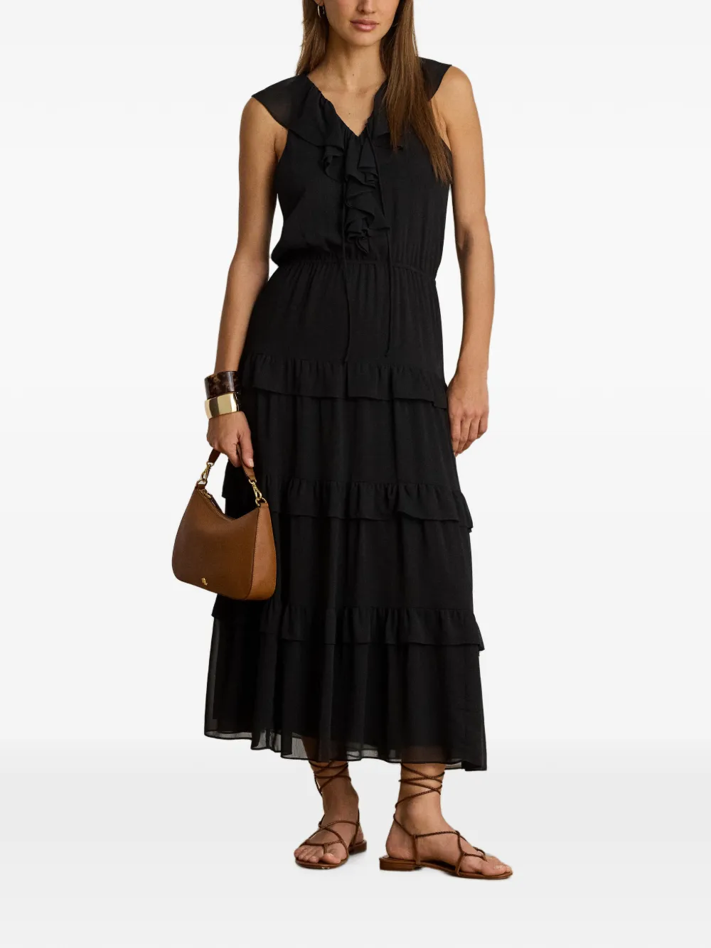 Lauren Ralph Lauren Maxi-jurk met ruches Zwart