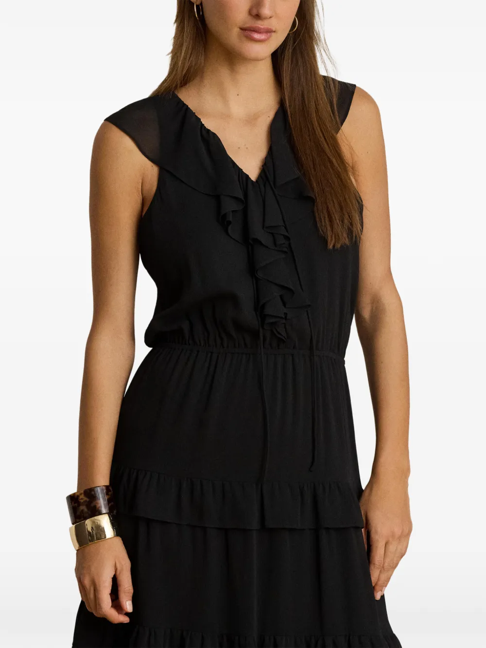 Lauren Ralph Lauren Maxi-jurk met ruches Zwart