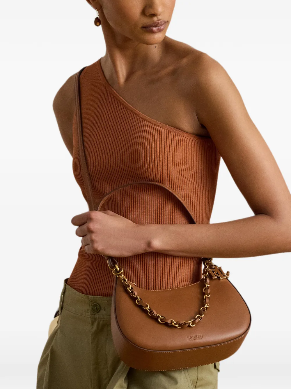 Lauren Ralph Lauren Medium Marcy schoudertas met rits Bruin