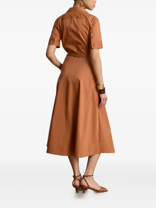 ralph lauren midi shirt dress Ralph Lauren Belted Stretch Midi Shirt Dress