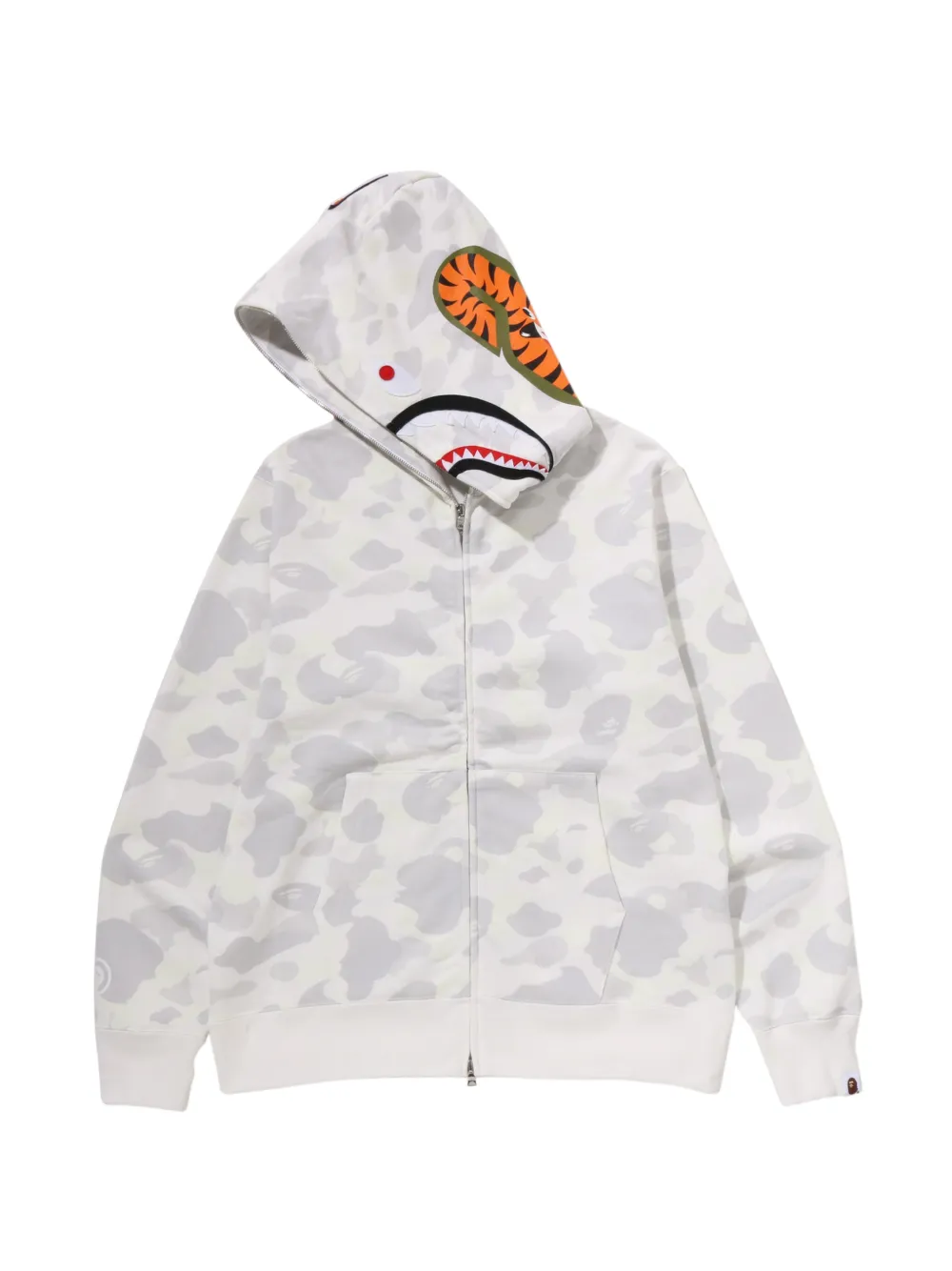 A BATHING APE Shark hoodie met camouflageprint Wit