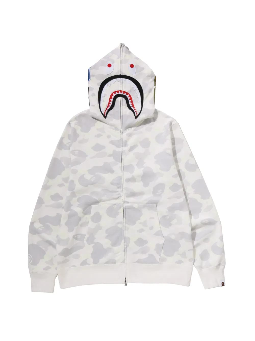 A BATHING APE Shark hoodie met camouflageprint Wit