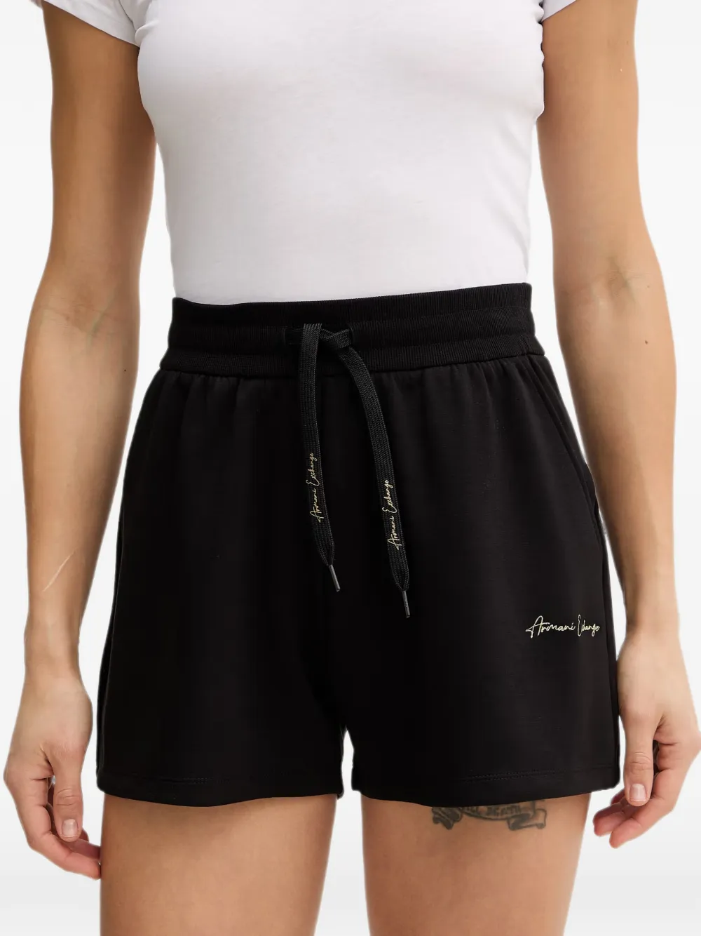  Armani Exchange Logo-embroidered Drawstring Shorts - Negro 