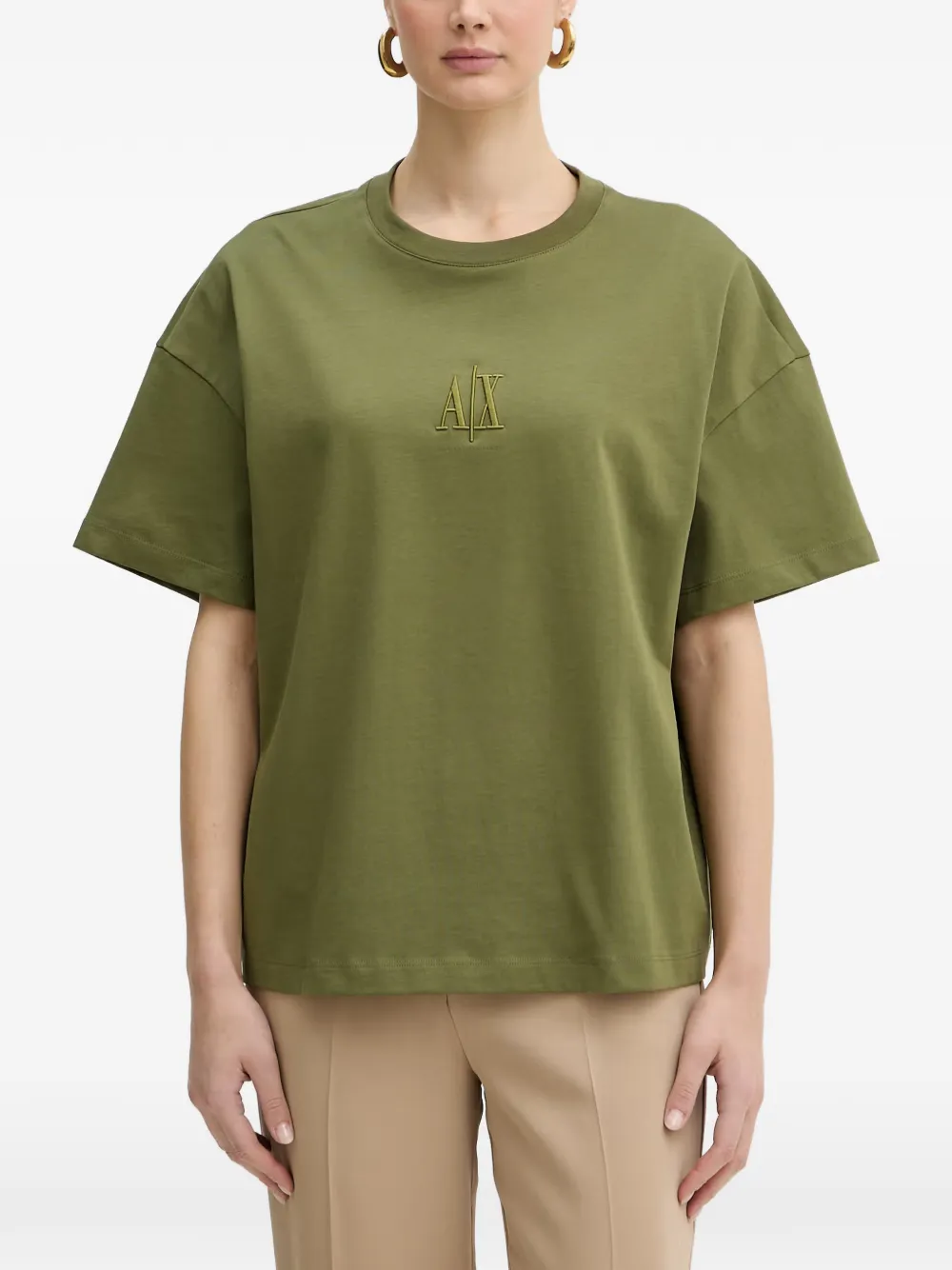 Armani Exchange logo-embroidered T-shirt - Verde