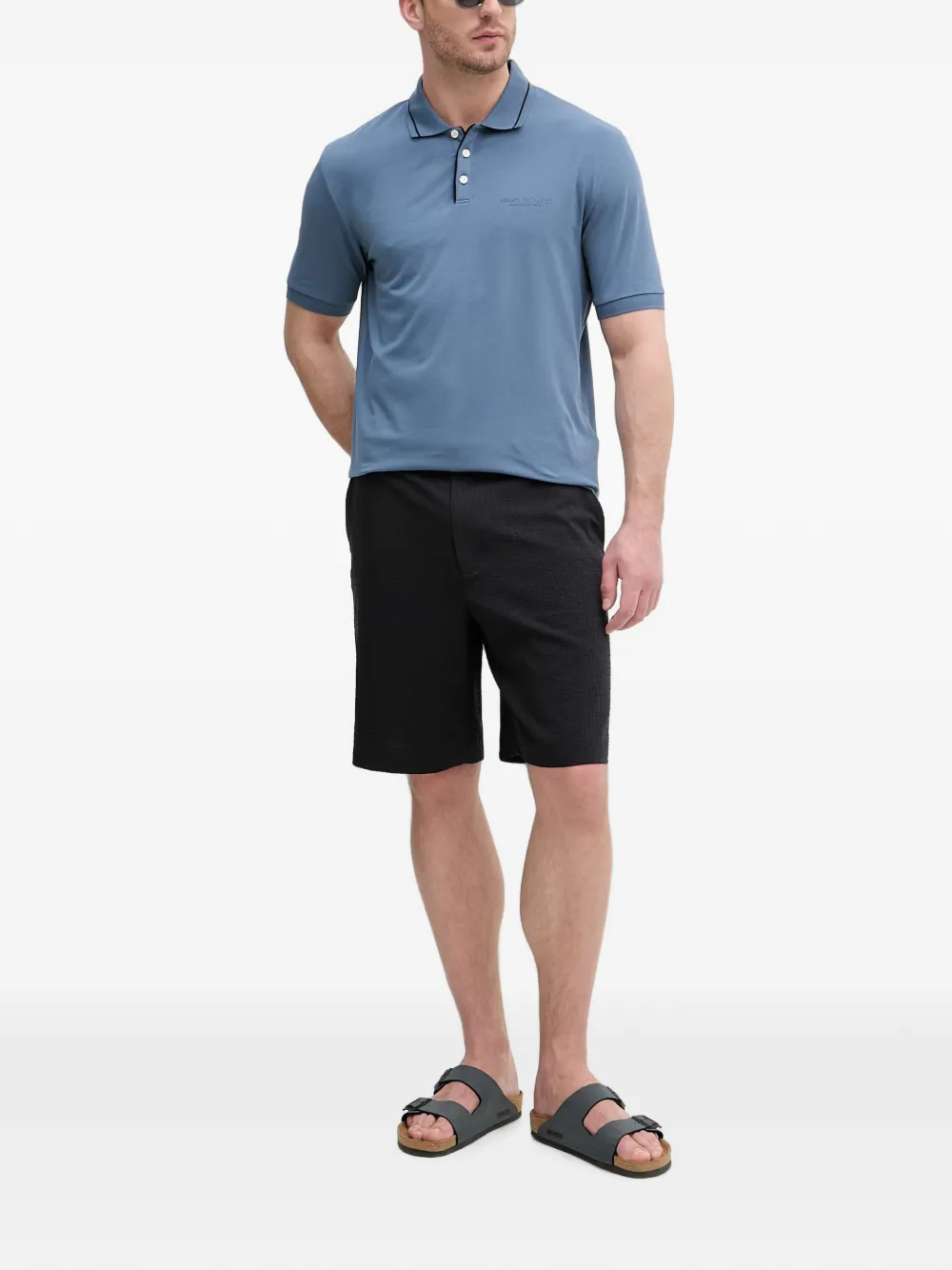 Armani Exchange Poloshirt met logo-reliëf Blauw