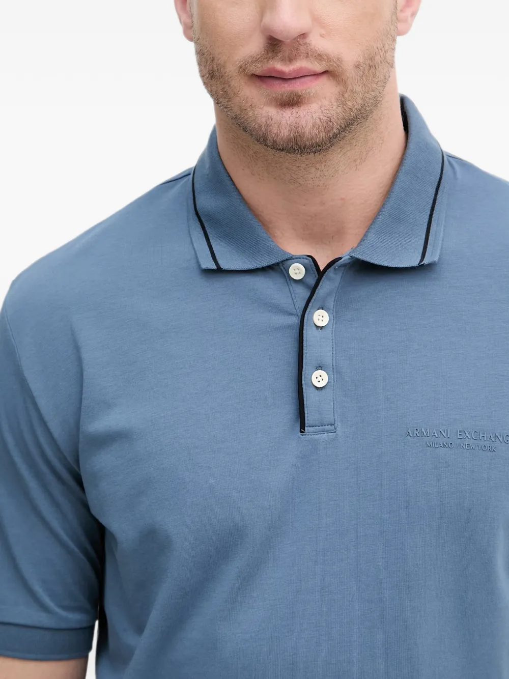 Armani Exchange Poloshirt met logo-reliëf Blauw