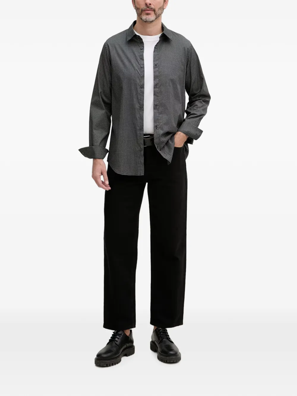 Armani Exchange Overhemd met geometrische print Zwart