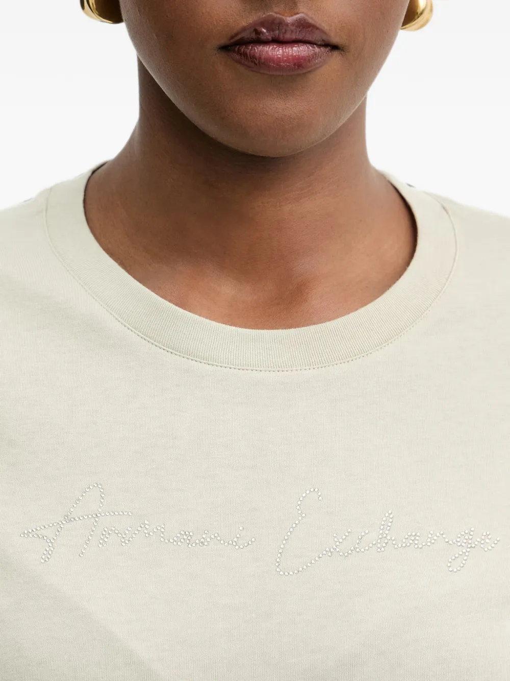 Armani Exchange T-shirt verfraaid met kristallen Groen