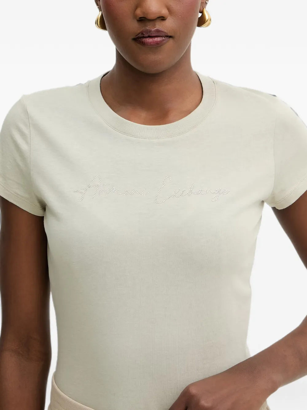 Armani Exchange T-shirt verfraaid met kristallen Groen