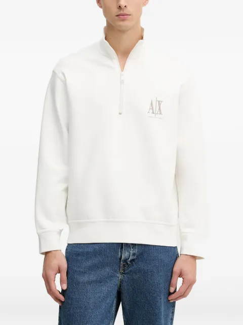 Armani Exchange 로고 자수 쿼터 지퍼 스웨터