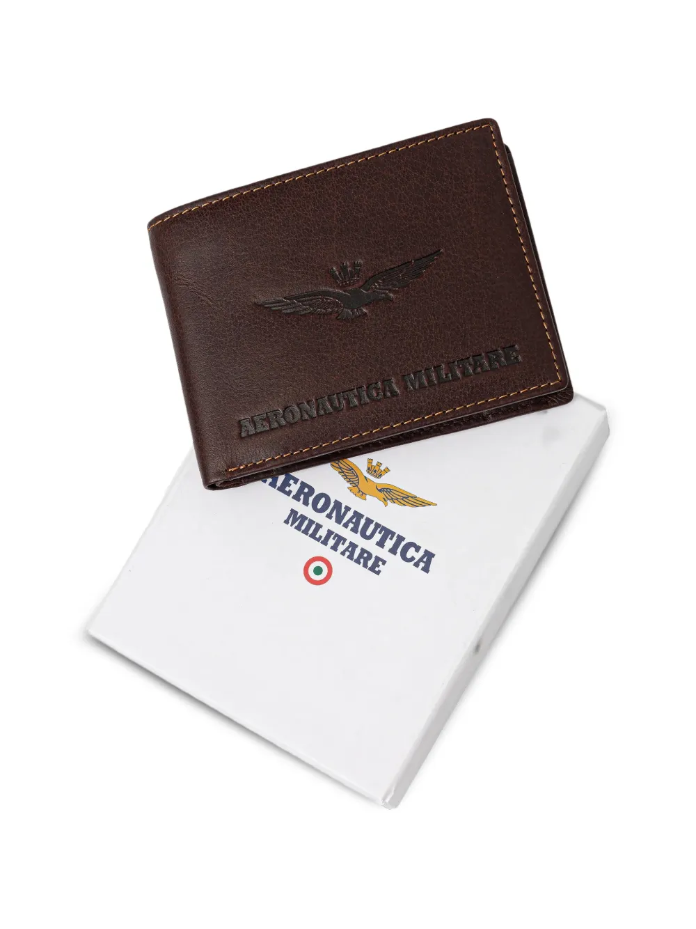 Aeronautica Militare Portemonnee met logo-reliëf Bruin