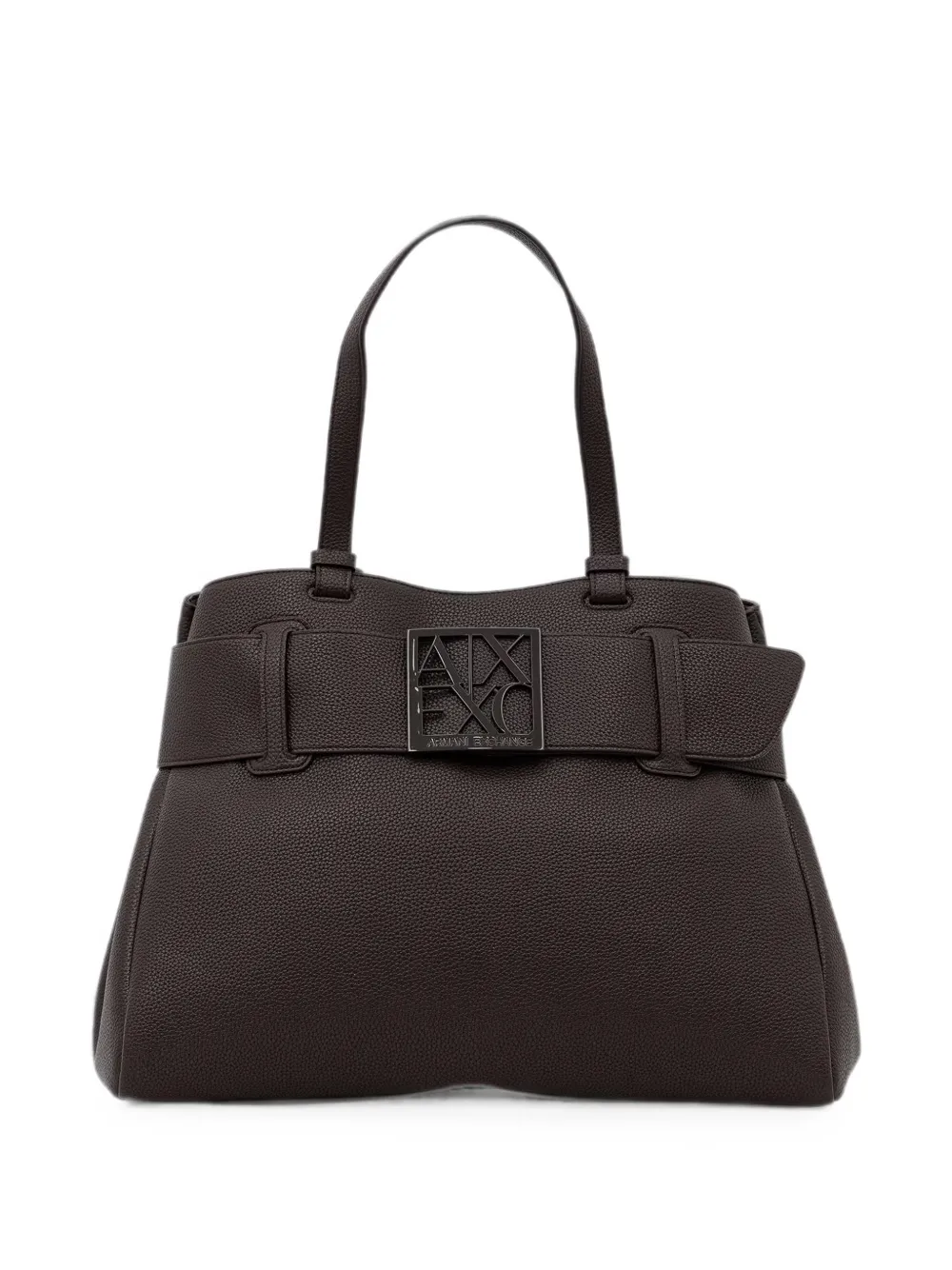 Armani Exchange logo-plaque pebbled-texture tote bag - Marrone