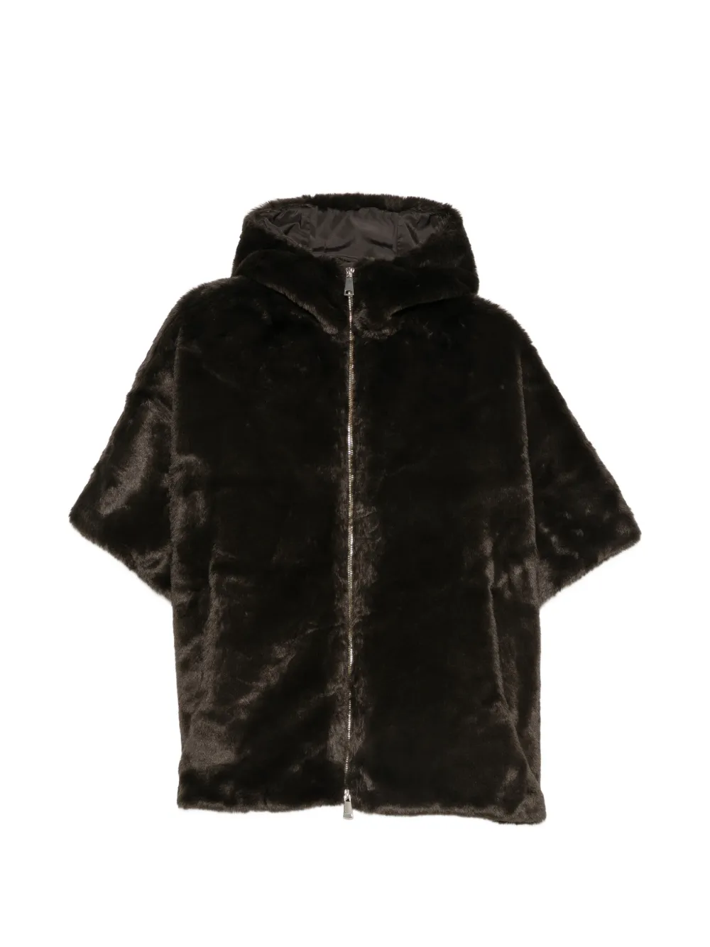 SERGIO MORETTI FIRENZE hooded faux-fur jacket - Marrone