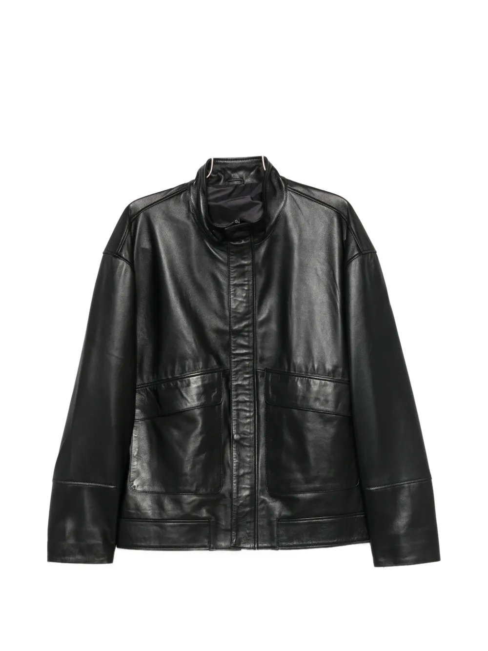 SERGIO MORETTI FIRENZE high-neck leather jacket - Nero