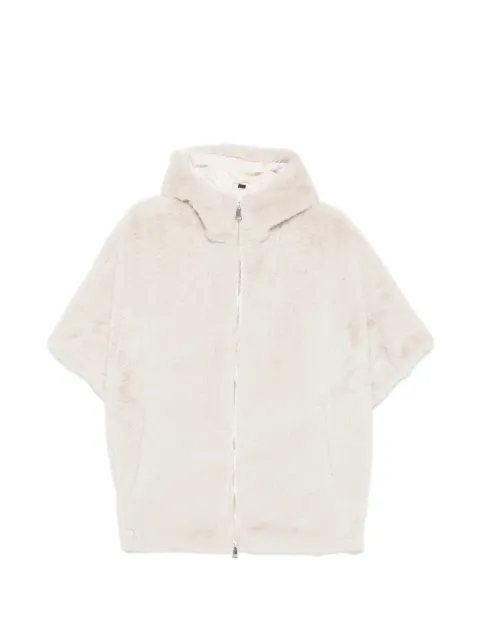 SERGIO MORETTI FIRENZE hooded short-sleeve faux-fur jacket