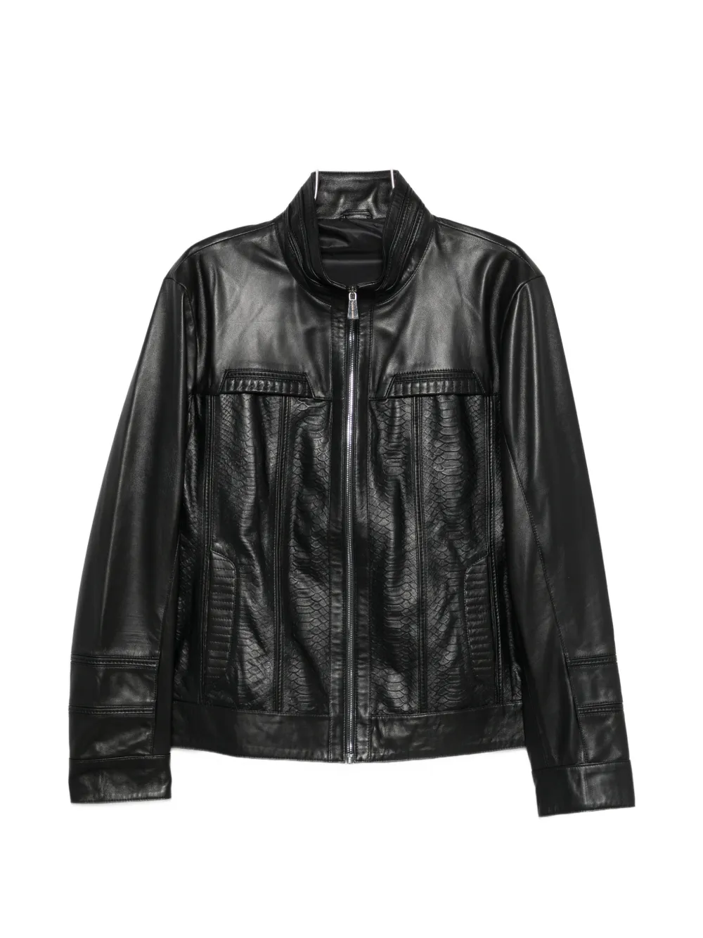 SERGIO MORETTI FIRENZE snakeskin-effect panelled jacket - Nero