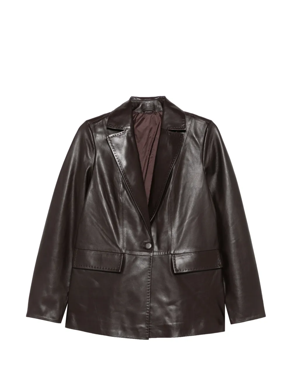ADRIANNA FERETTI button-fastening leather jacket - Marrone