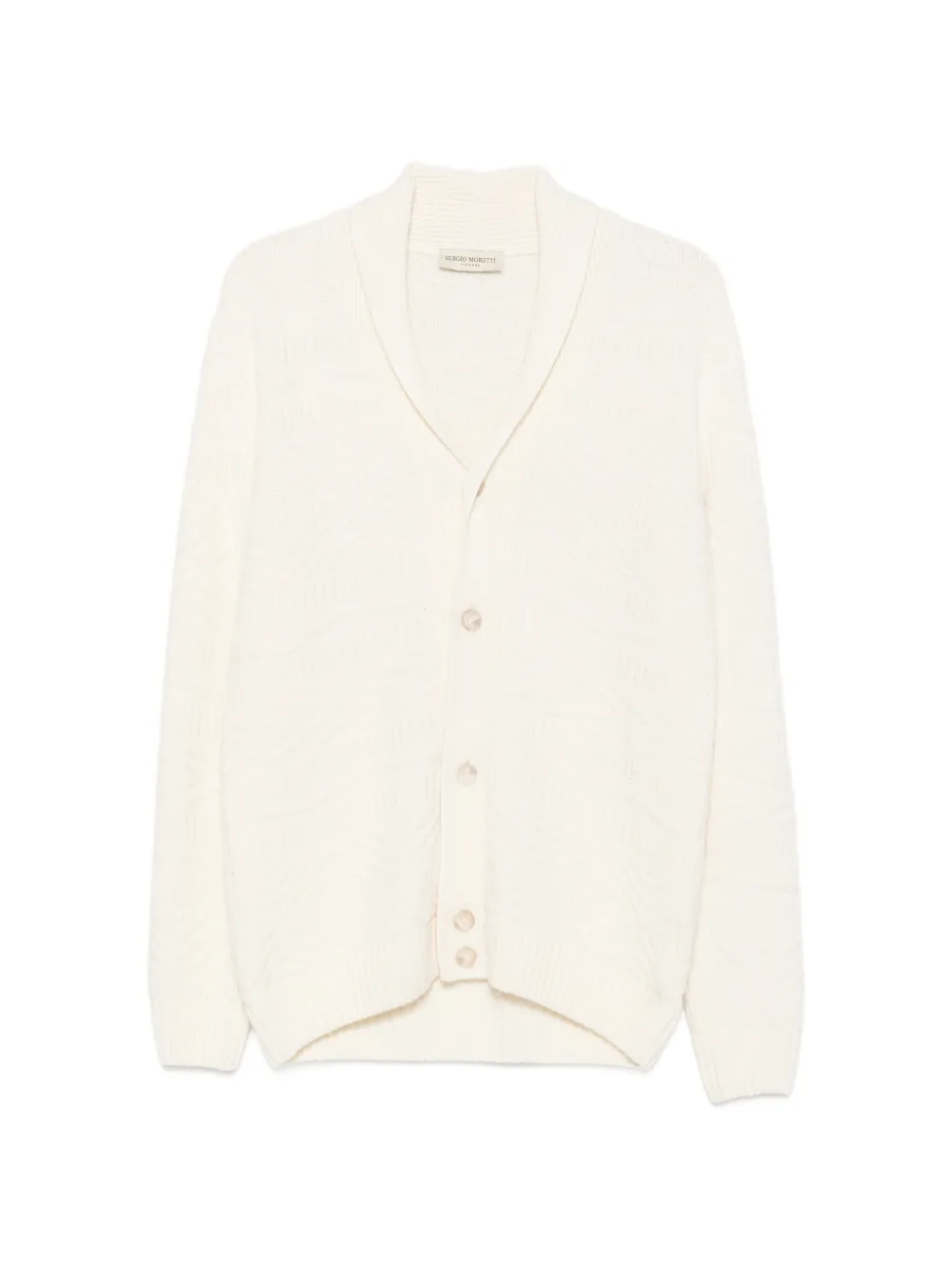 SERGIO MORETTI FIRENZE cable-knit shawl-collar cardigan - Bianco