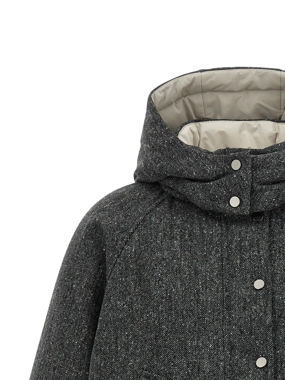 Brunello Cucinelli Donegal gebreid jack met capuchon Grijs