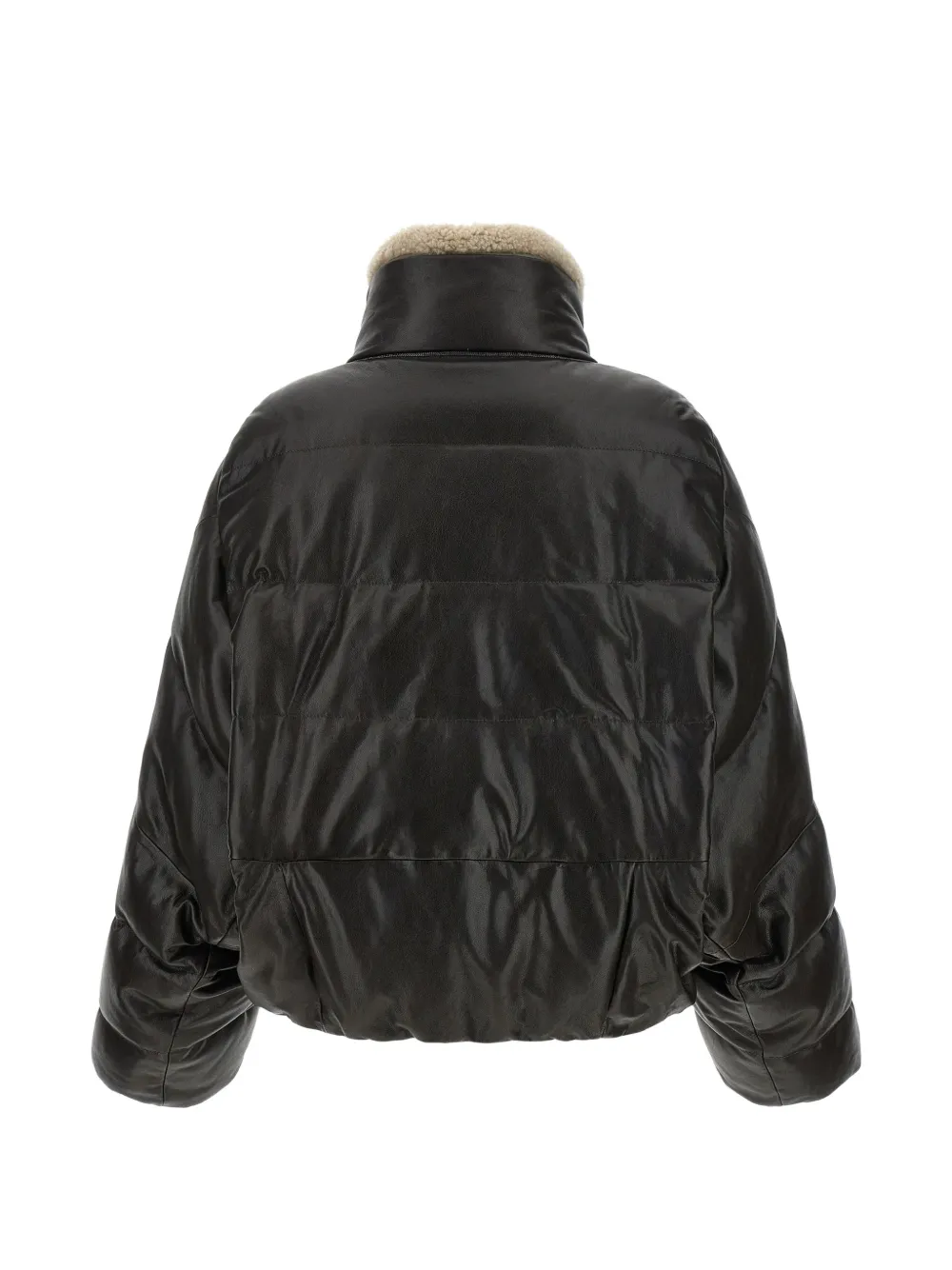 Brunello Cucinelli Gewatteerd leren jack Bruin
