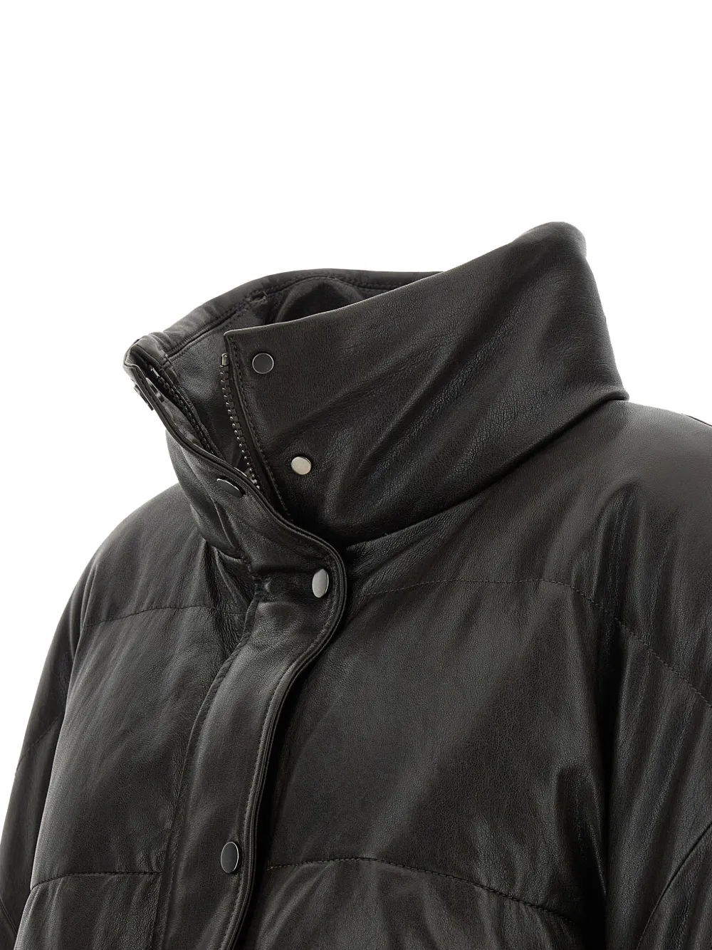 Brunello Cucinelli Gewatteerd leren jack Bruin