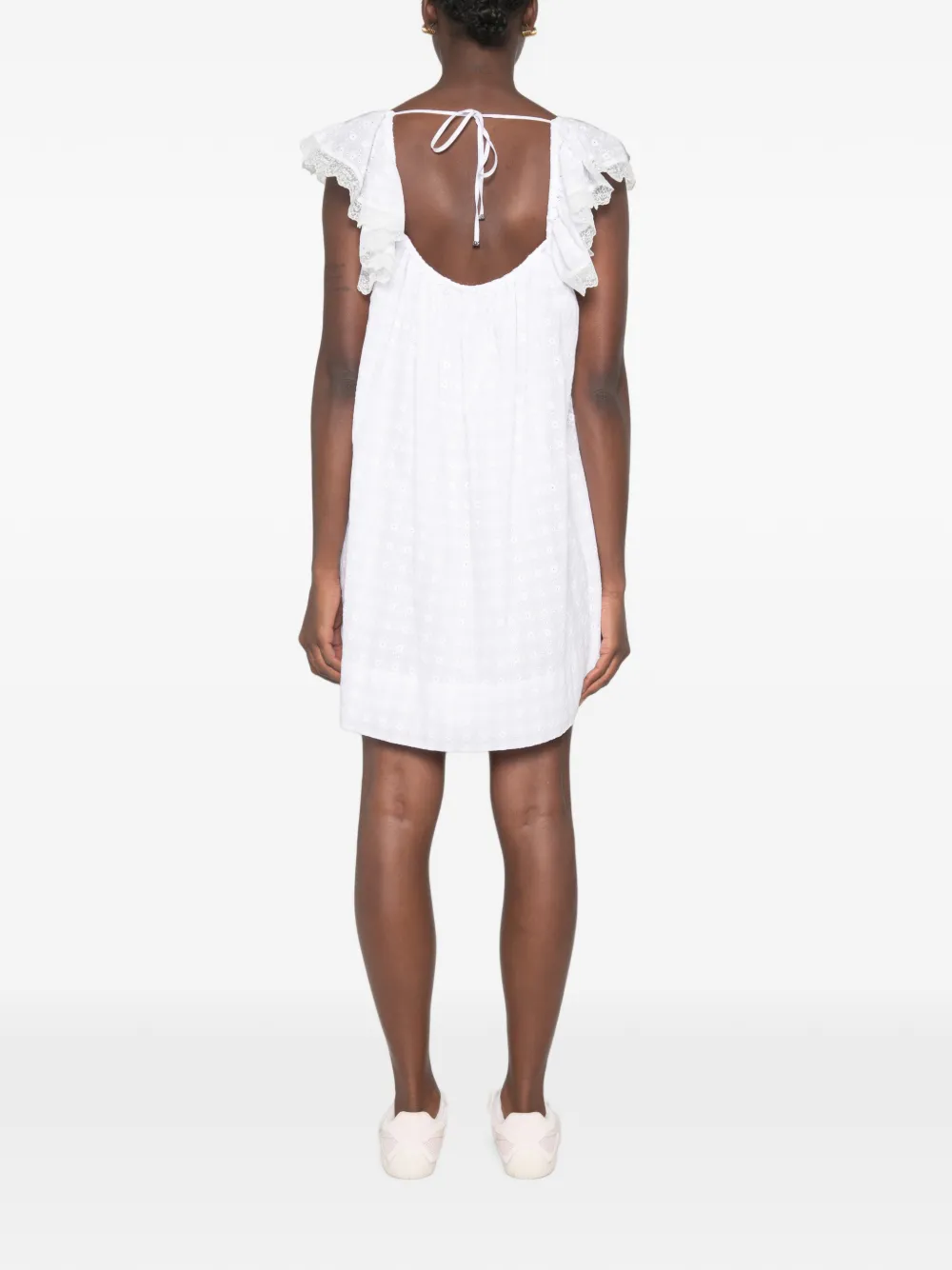 GANNI Broderie anglaise mini-jurk Wit