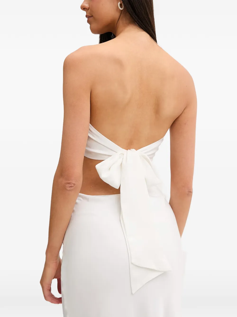  Bardot Bead-embellished Tie-back Top - Blanco 