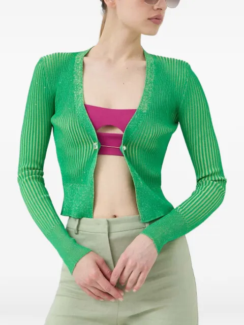 Beatrice B ribbed-knit crystal-embellished cardigan