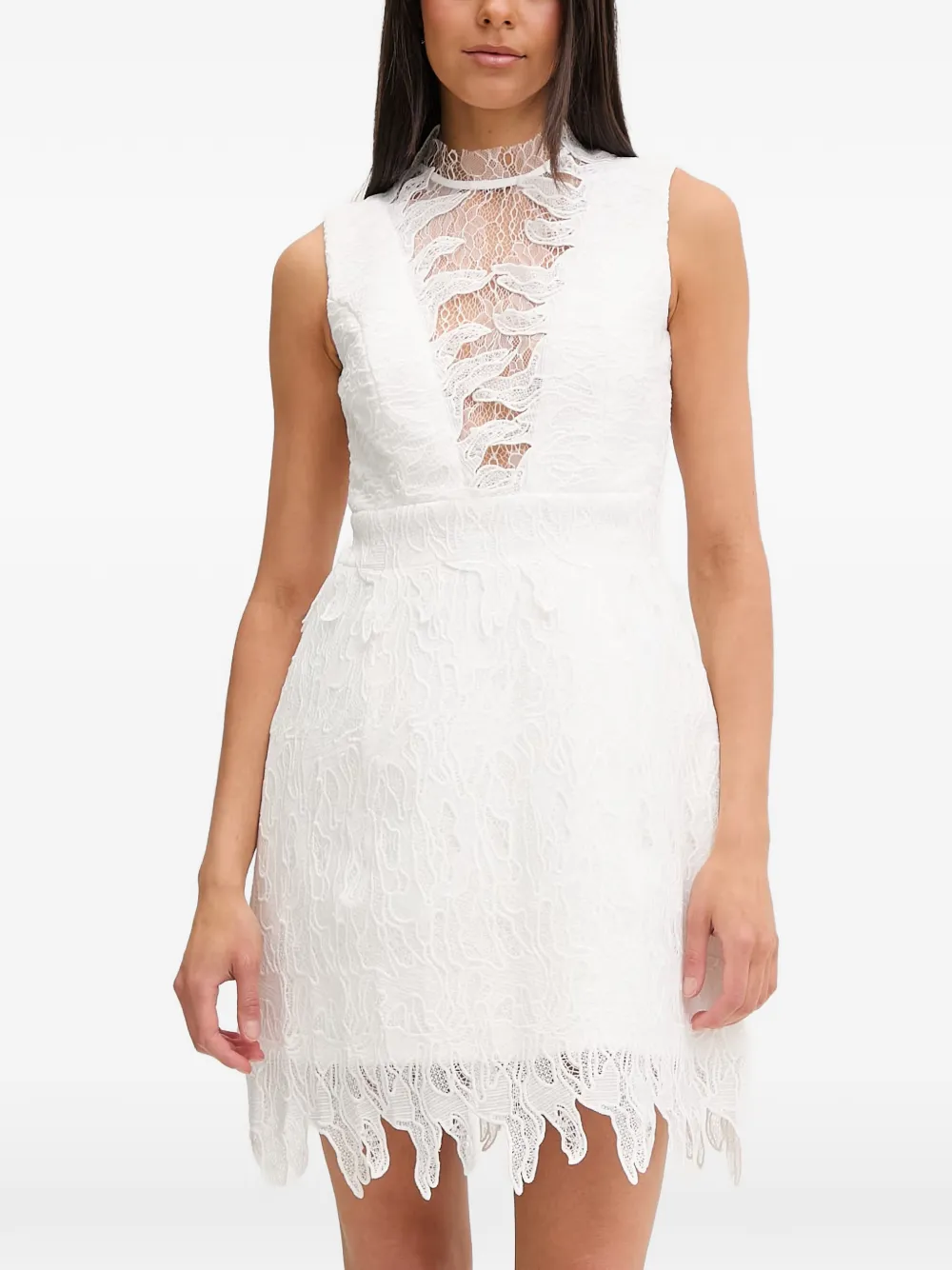 Bardot lace-embroidered sleeveless mini dress - Bianco