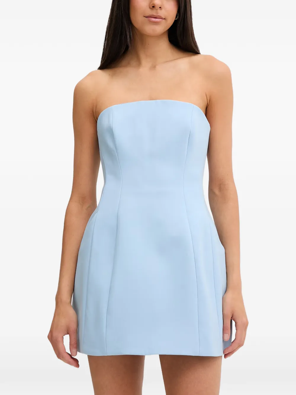 Bardot strapless panelled mini dress - Blu