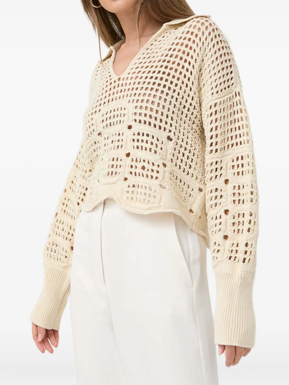 Beatrice B open-knit collar sweater - Toni neutri