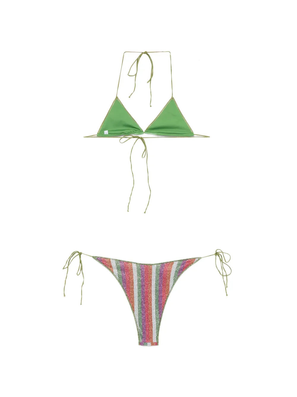 Oséree Lolita gestreepte bikini met metallic afwerking Groen