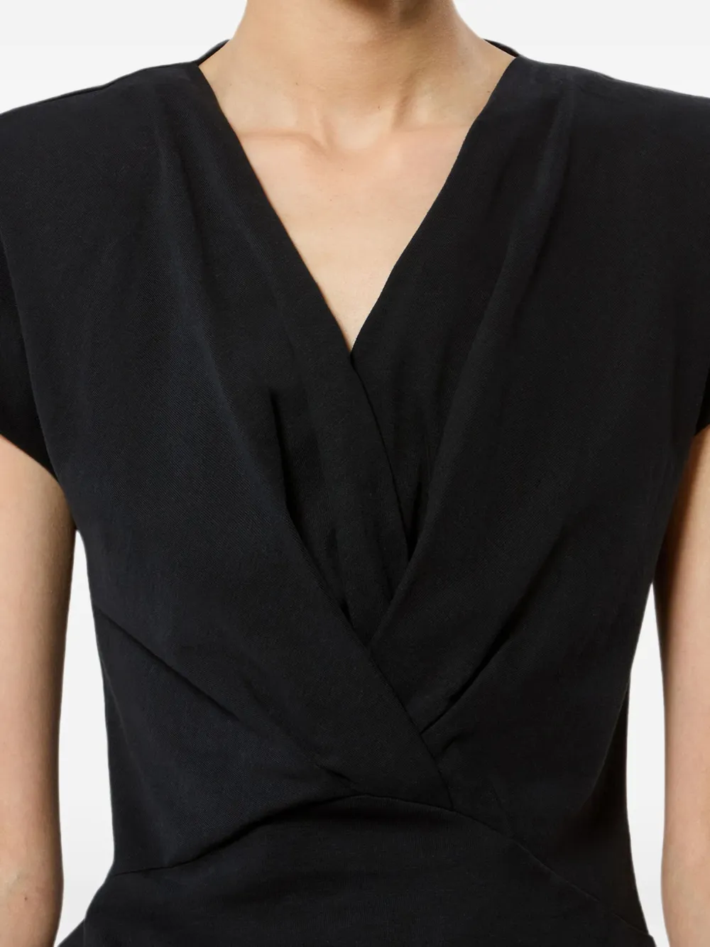 ISABEL MARANT Nadrine T-shirt met capmouwen en wikkel-design Zwart