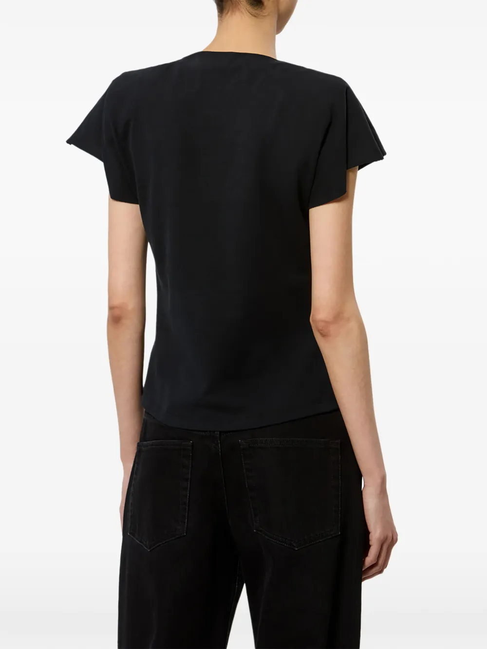 ISABEL MARANT Nadrine T-shirt met capmouwen en wikkel-design Zwart