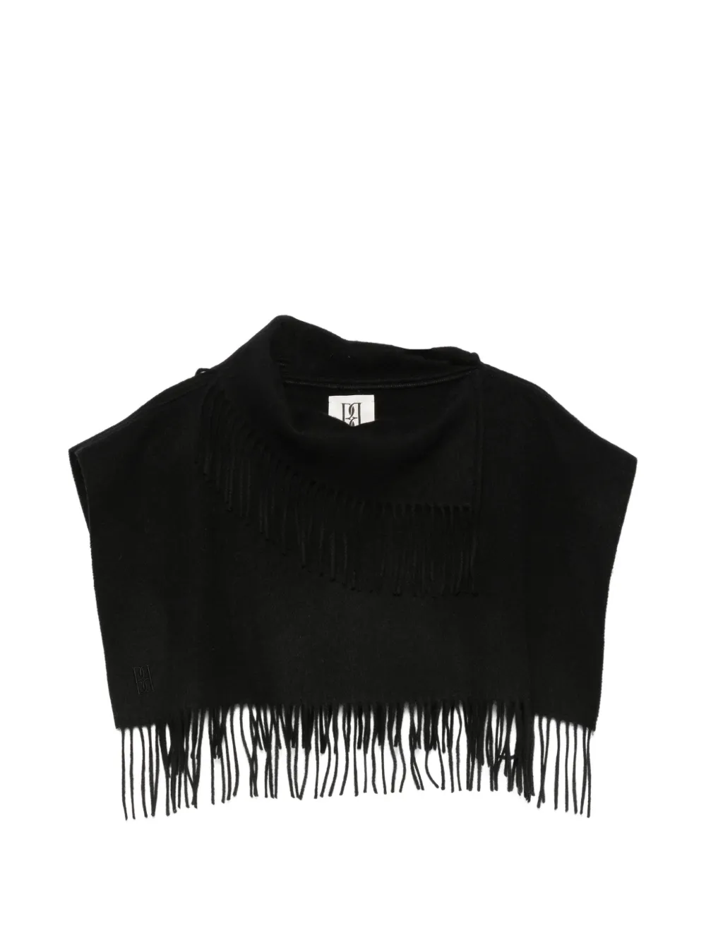By Malene Birger fringe-trimmed embroidered-logo scarf - Schwarz