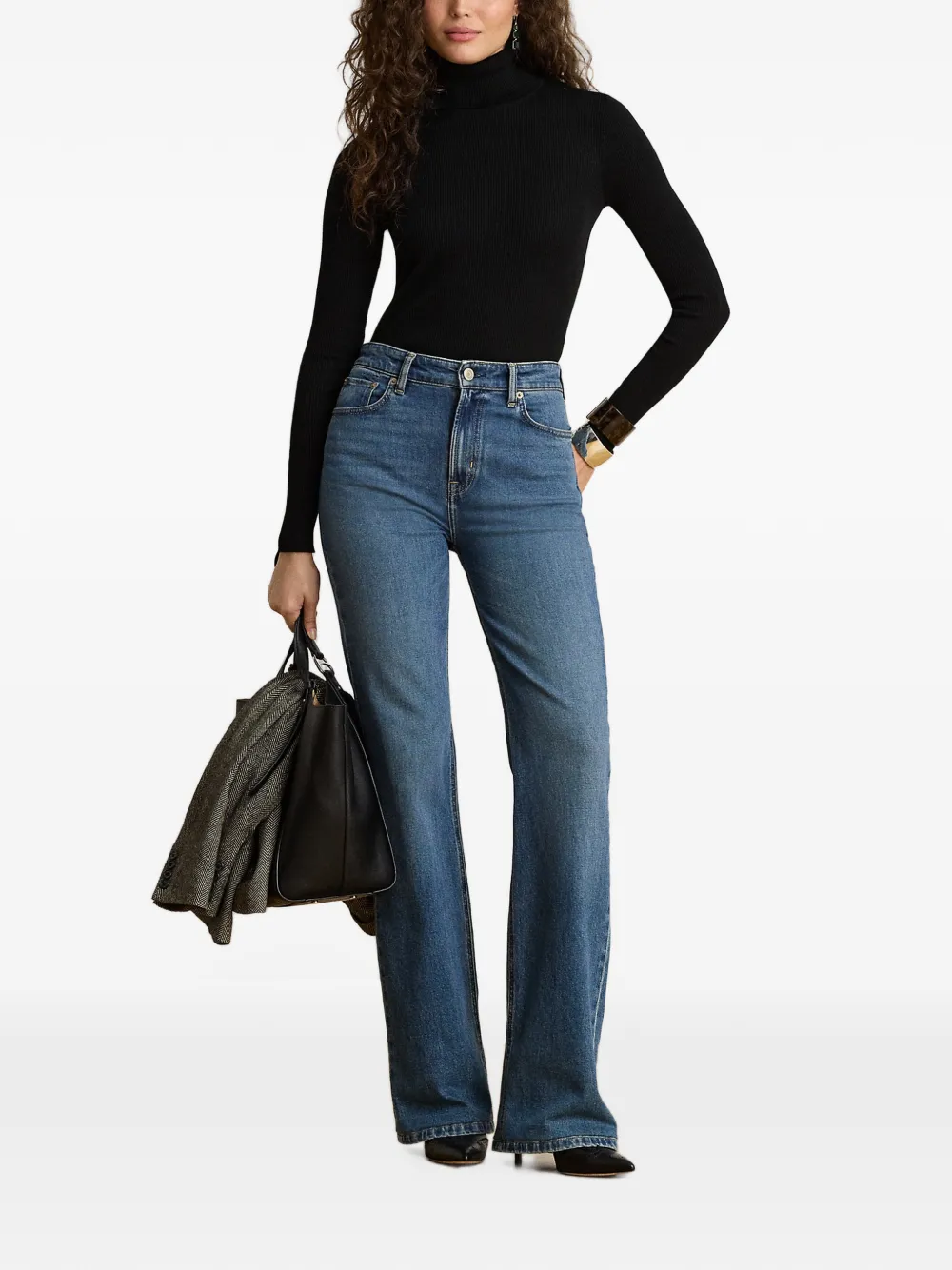 Lauren Ralph Lauren Ribgebreide coltrui Zwart