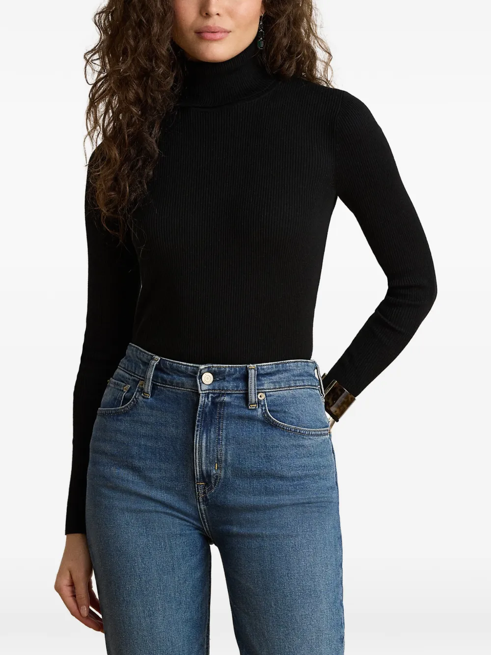 Lauren Ralph Lauren Ribgebreide coltrui Zwart