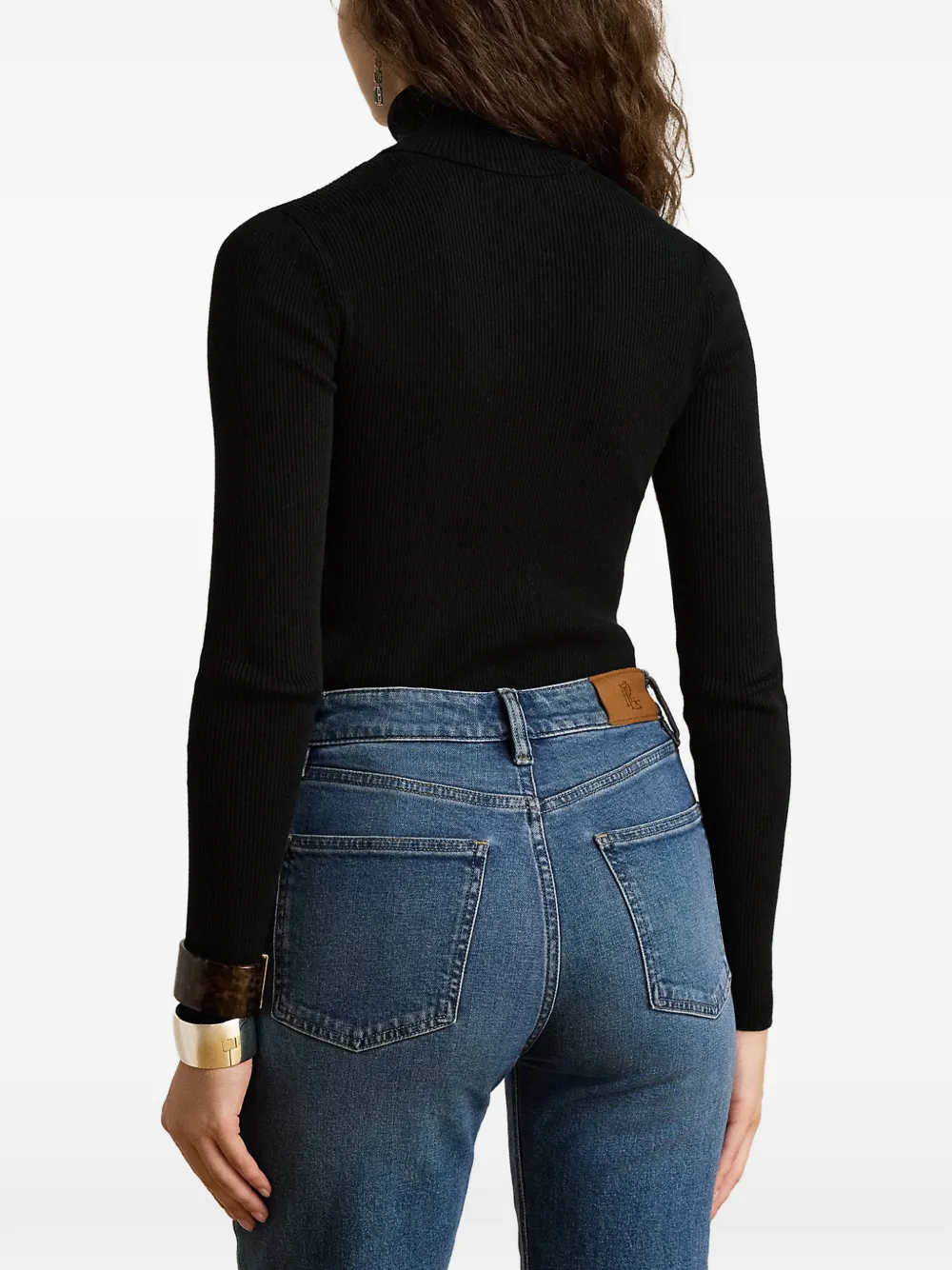 Lauren Ralph Lauren Ribgebreide coltrui Zwart