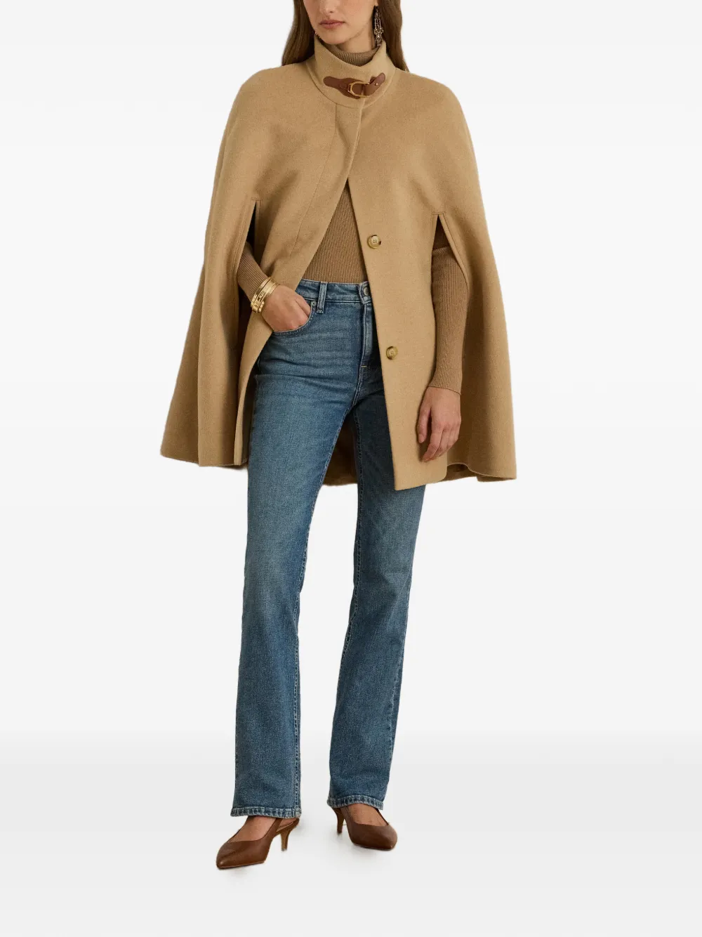 Lauren Ralph Lauren Cape met gespafwerking Beige