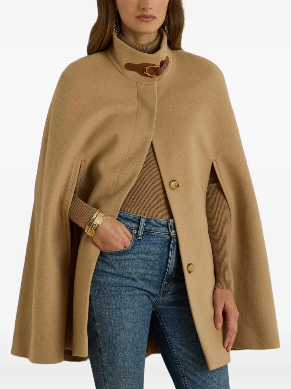 Lauren Ralph Lauren Cape met gespafwerking Beige