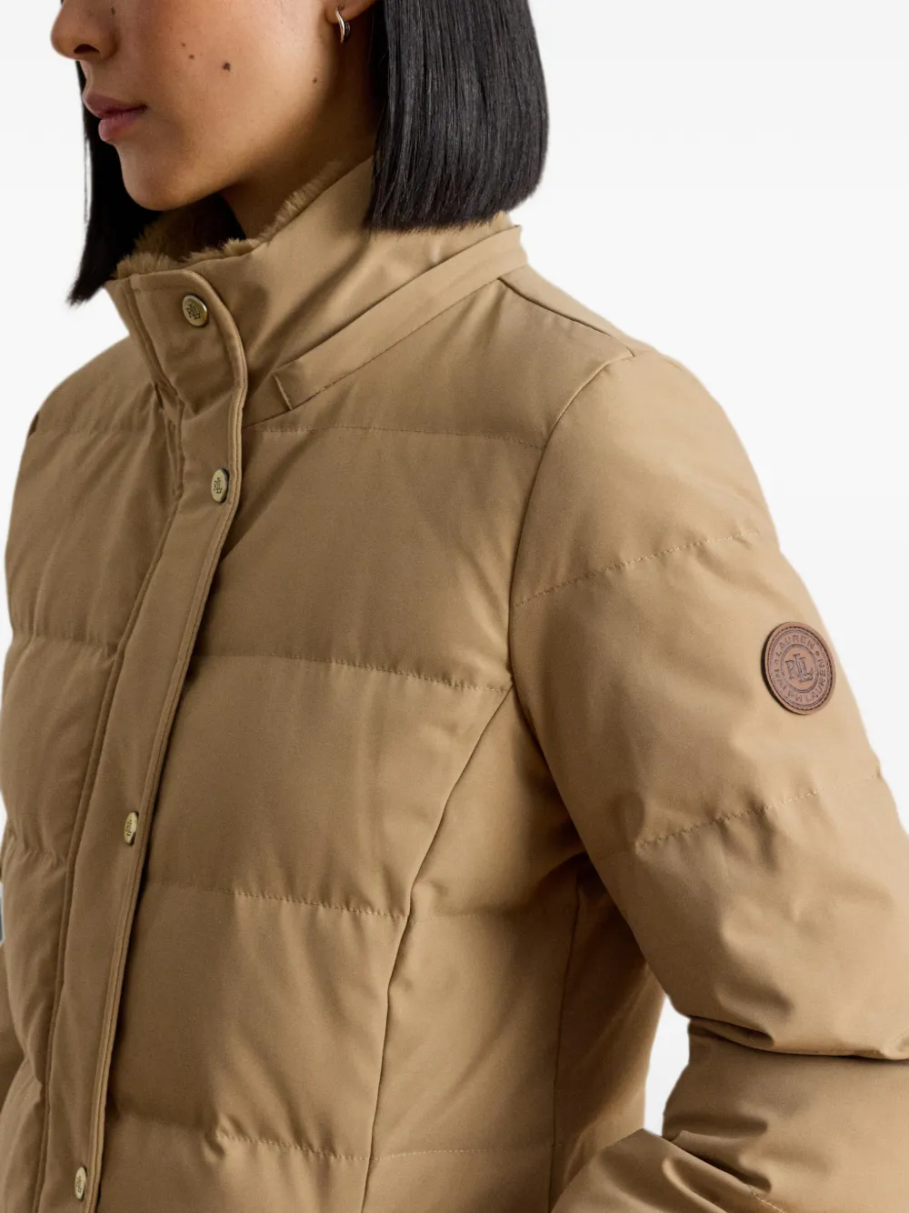 Lauren Ralph Lauren Donsjack met capuchon en afwerking van imitatiebont Beige