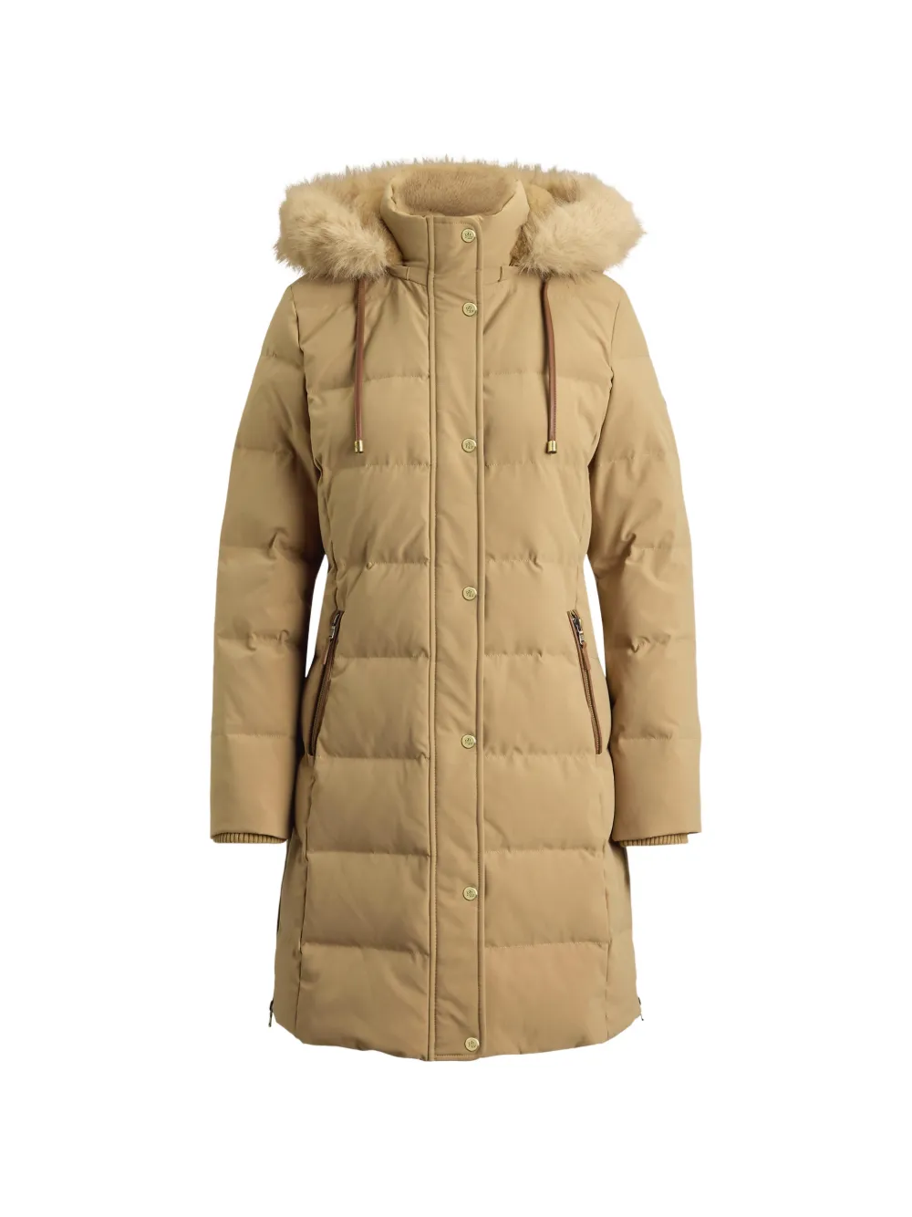 Lauren Ralph Lauren Piumino con cappuccio e rifiniture in pelliccia - Toni neutri