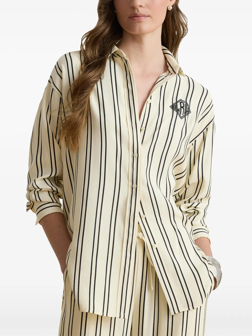 Lauren Ralph Lauren Overhemd met geborduurd logo Beige