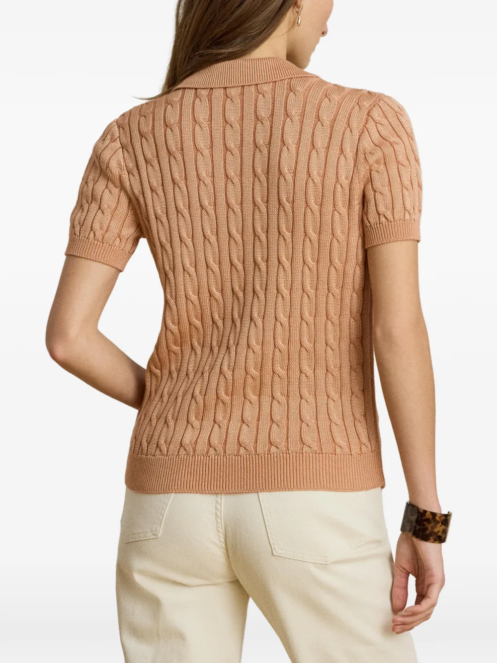 Lauren Ralph Lauren Kabelgebreide trui met korte mouwen Beige