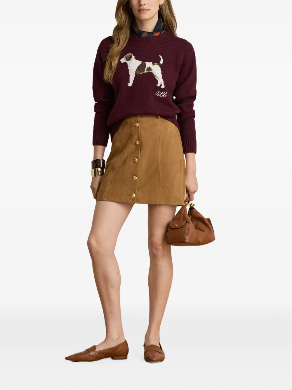 Lauren Ralph Lauren Intarsia gebreide trui met katoenen print Rood