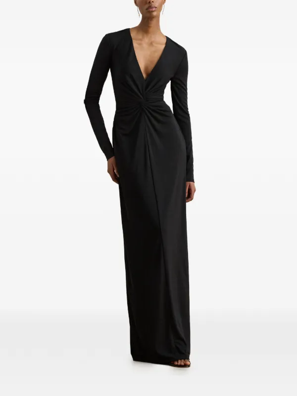 ralph lauren black evening dress Lauren - Twist-Front Stretch Jersey Gown - Womens - _sleeve_length:full style crepe skirt. Vera Wang Bride Vieda Size:11-12Y