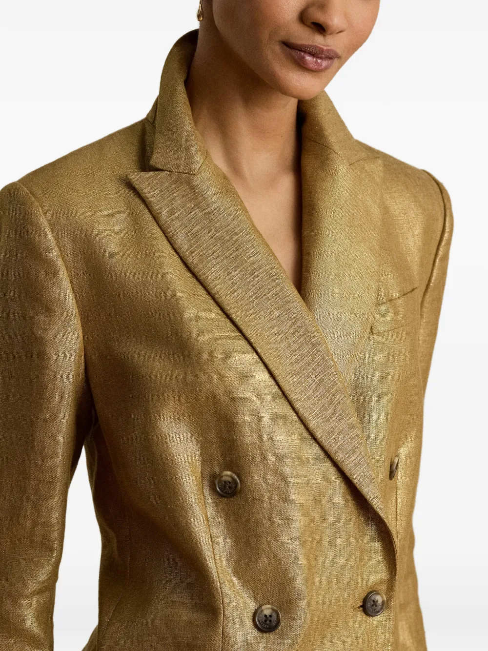 Lauren Ralph Lauren Foiled blazer met dubbele rij knopen Goud