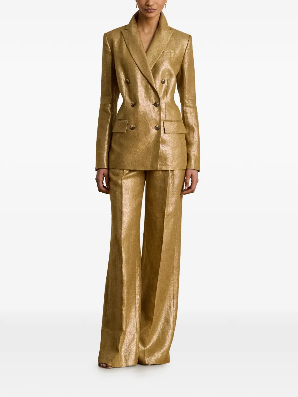 Lauren Ralph Lauren Foiled blazer met dubbele rij knopen Goud